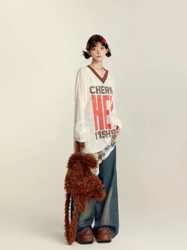 Studded Butterfly Wide-Leg Jeans / スタッズ バタフライ ワイドレッグ ジーンズ