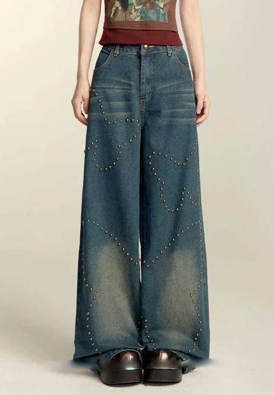 Studded Butterfly Wide-Leg Jeans / スタッズ バタフライ ワイドレッグ ジーンズ