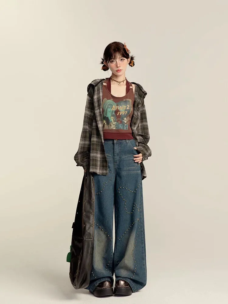 Studded Butterfly Wide-Leg Jeans / スタッズ バタフライ ワイドレッグ ジーンズ