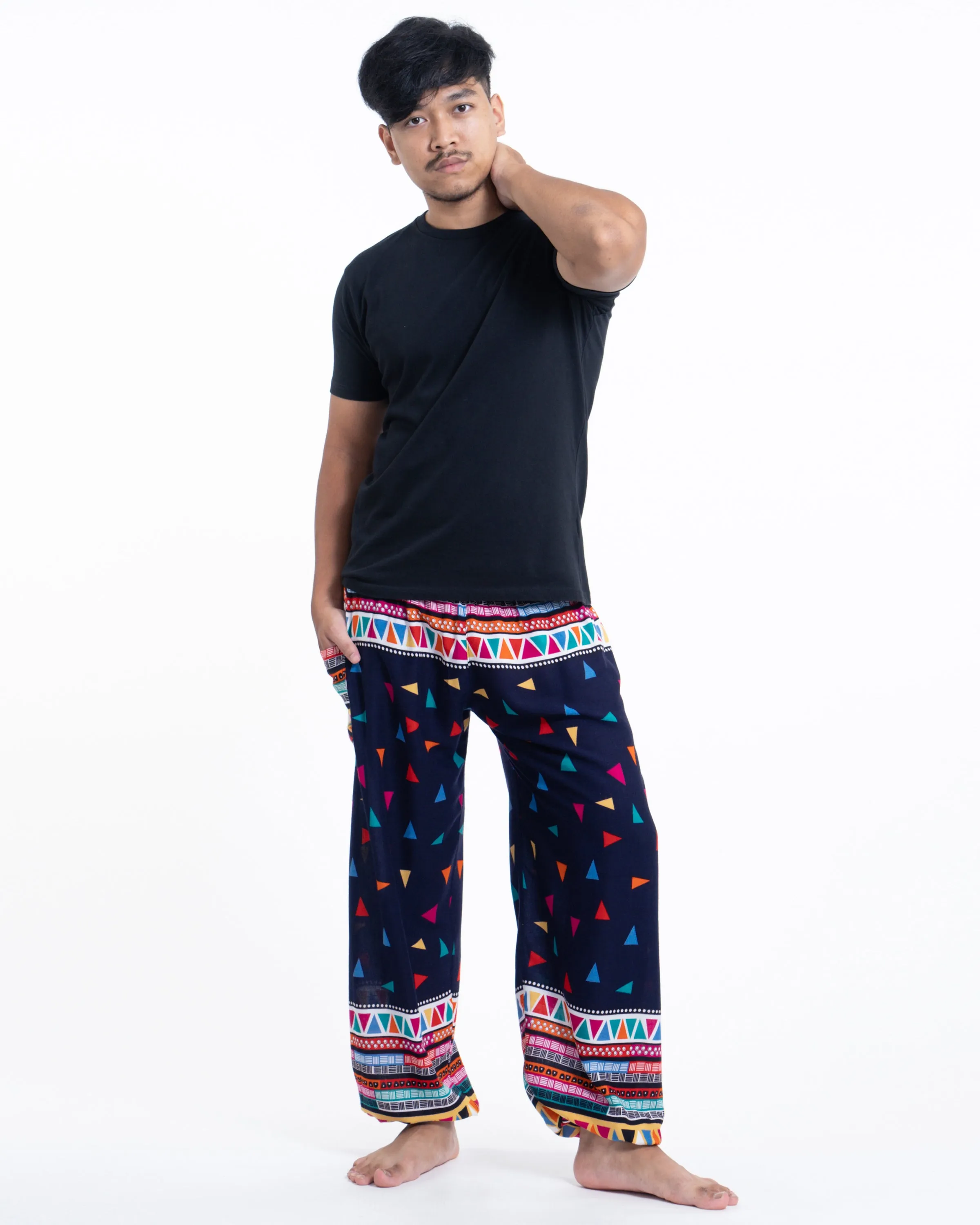 Unisex Triangles Harem Pants in Navy