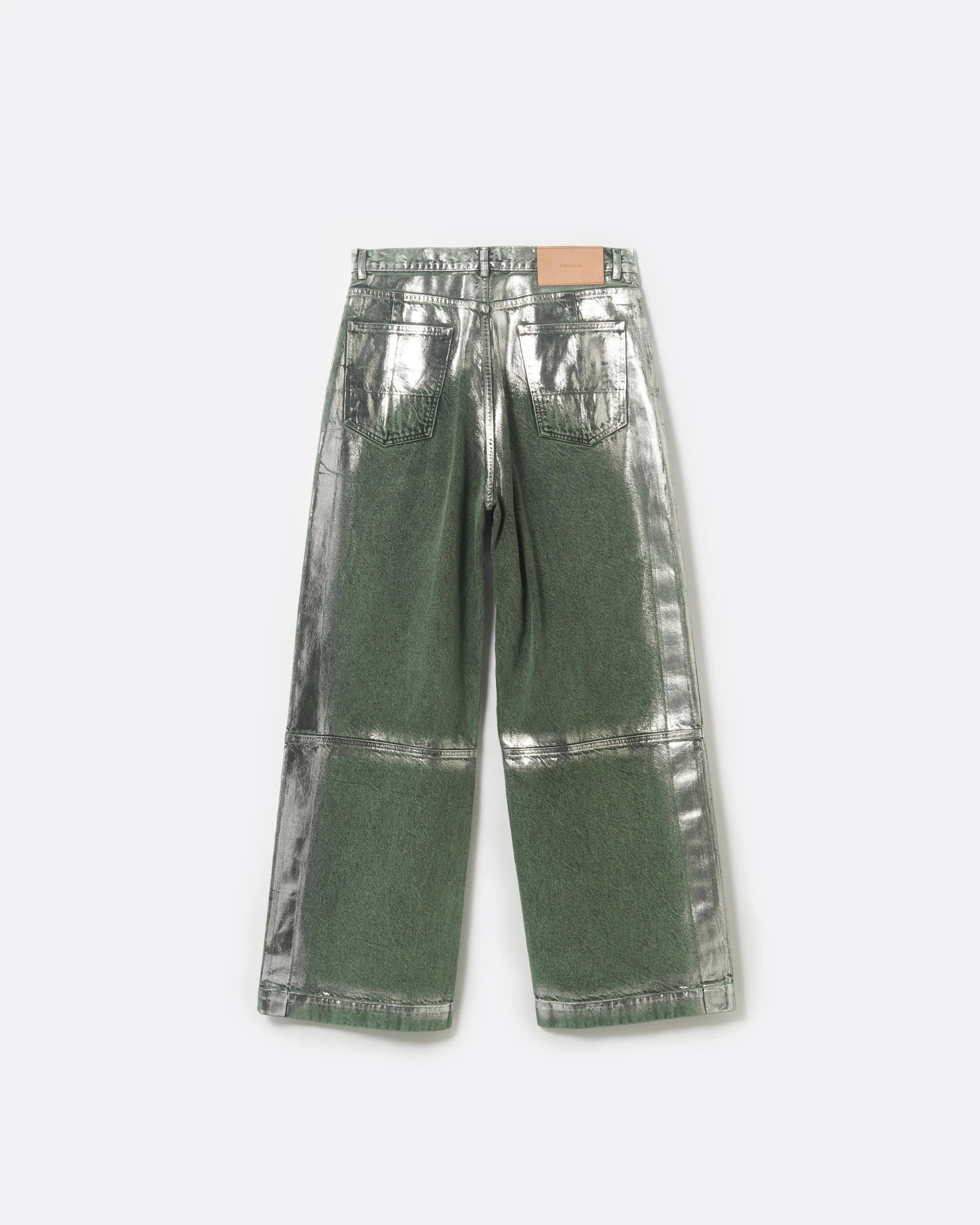 WIDE SEAM DENIM BAGGY PANTS .11 【FOILED FADE GREEN】