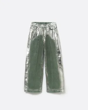 WIDE SEAM DENIM BAGGY PANTS .11 【FOILED FADE GREEN】