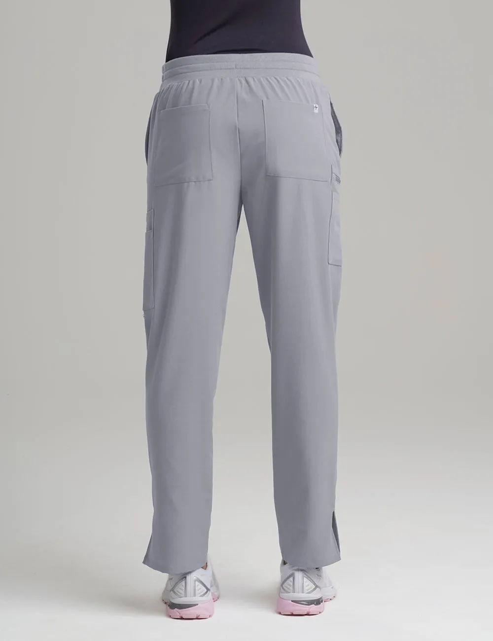 Womens 9-Pocket Straight Leg Scrub Pants - Stone Gray