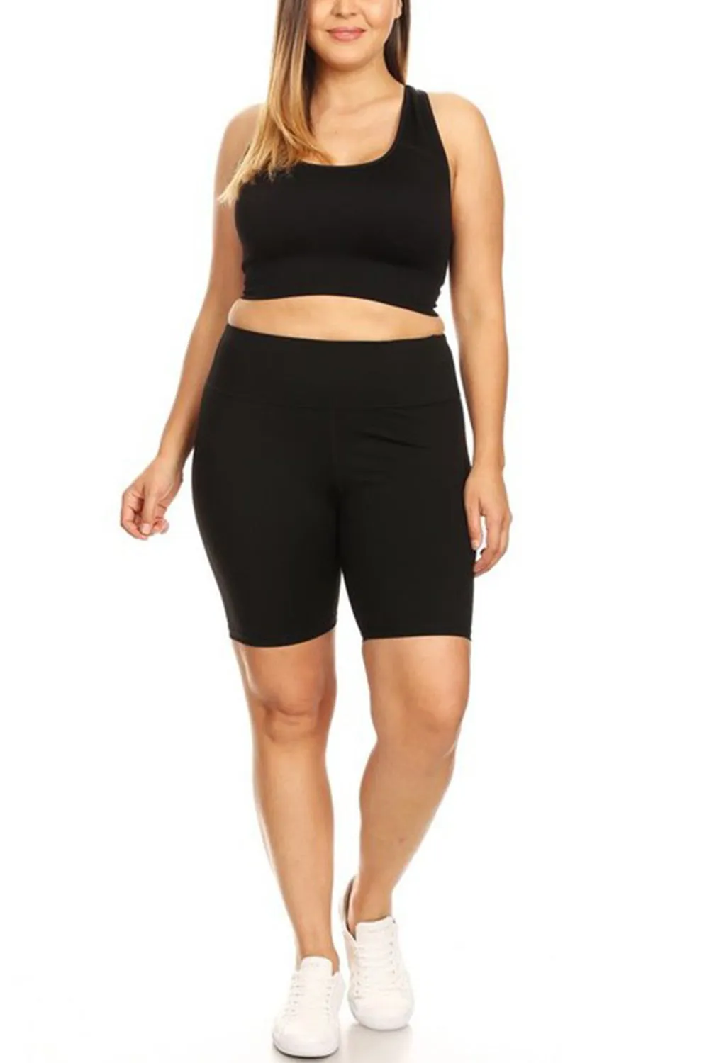 Womens Plus Active Yoga High Rise Matte Workout Running Biker Shorts