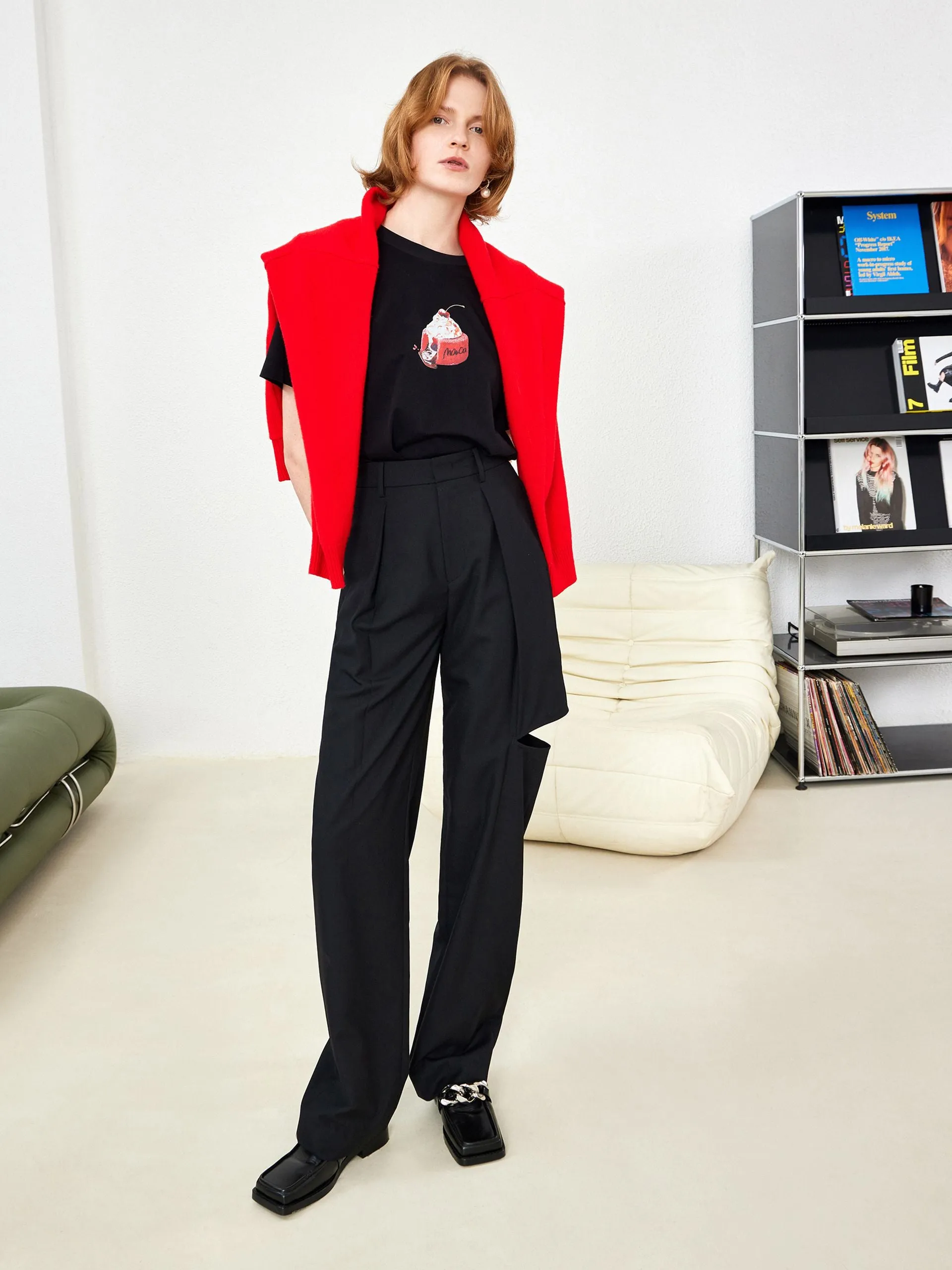 Wool Blend Ripped Suit Pants