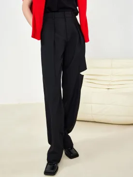 Wool Blend Ripped Suit Pants
