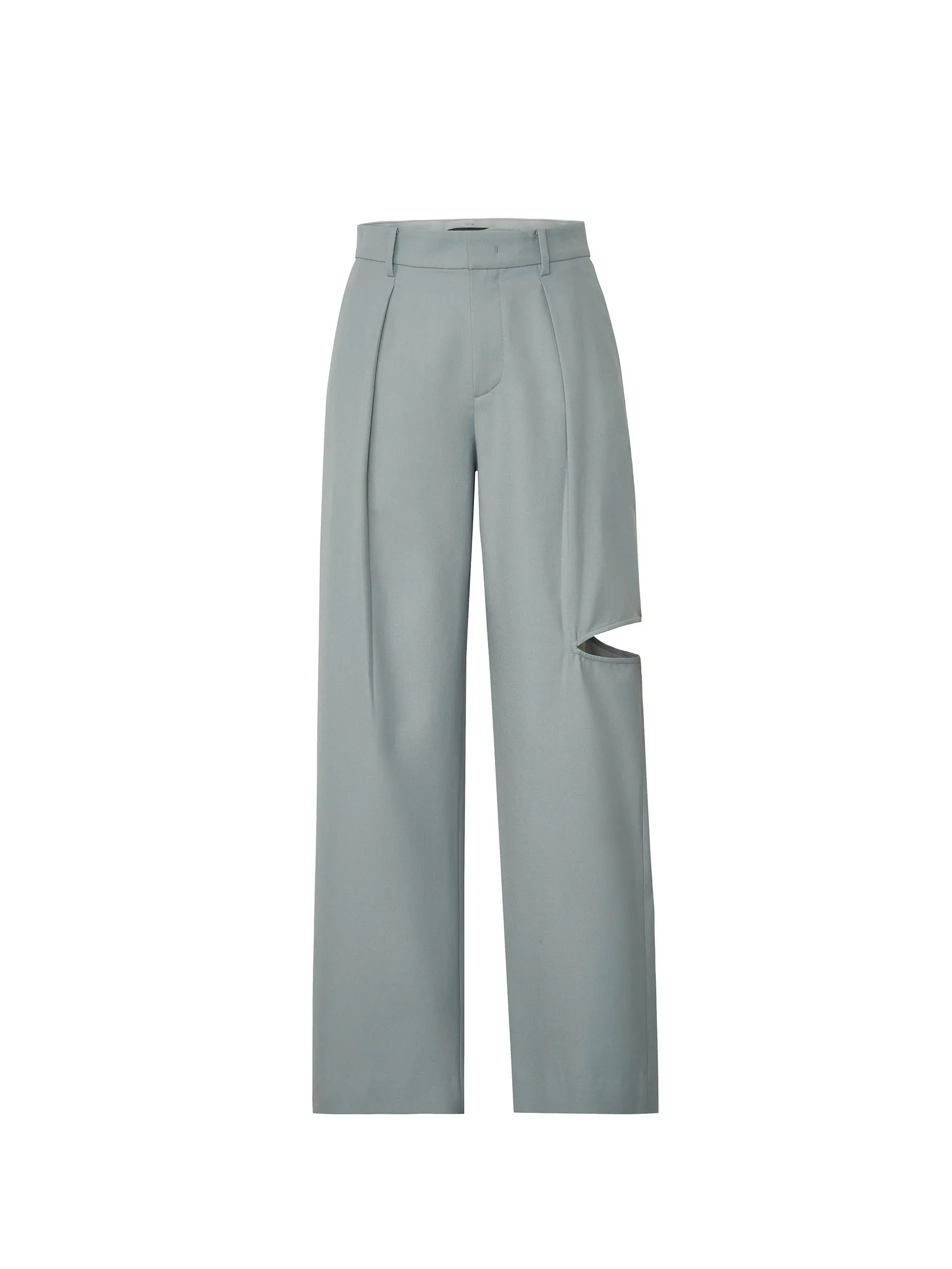 Wool Blend Ripped Suit Pants