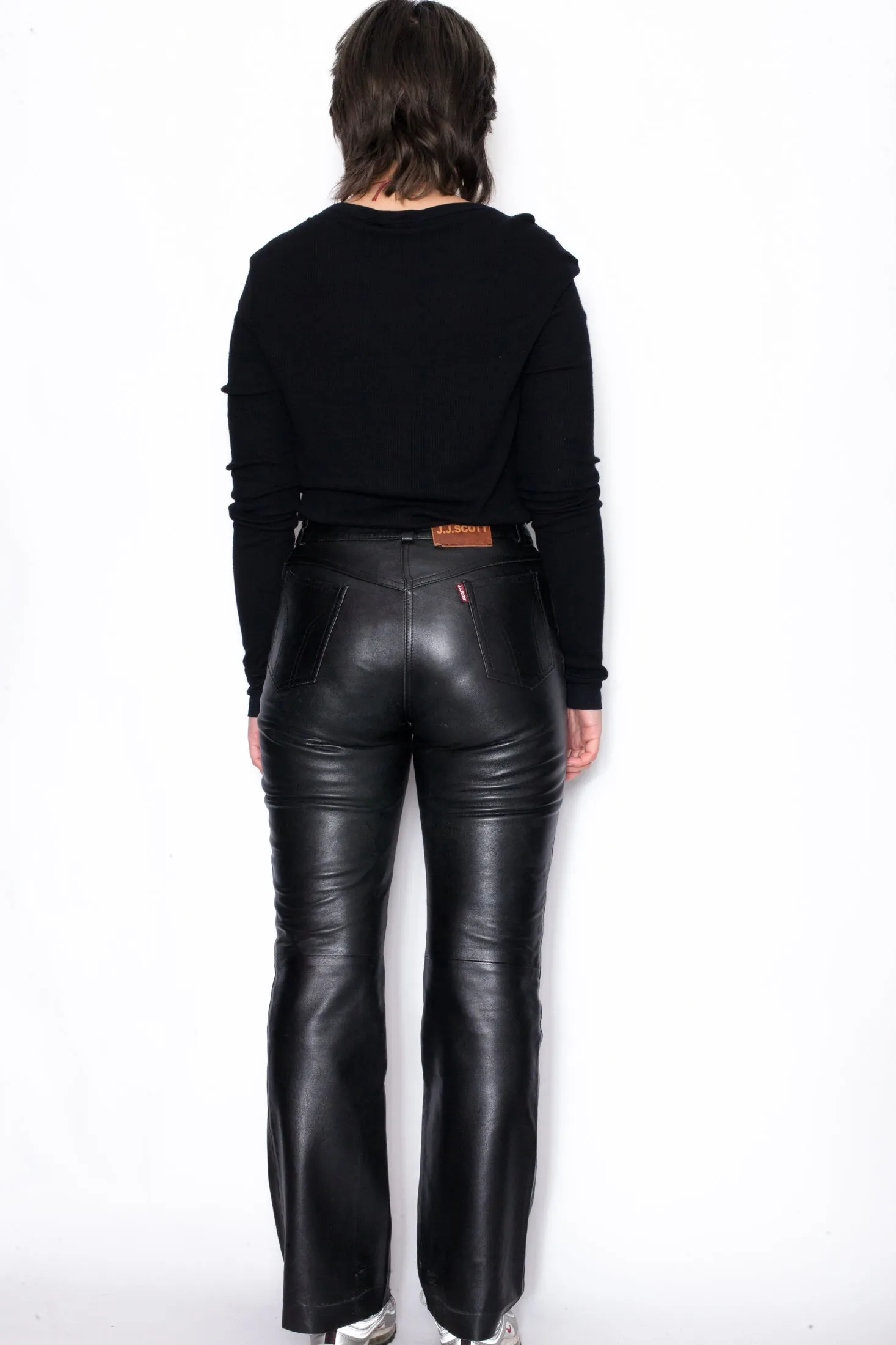 Y2K Black Leather High Waist Trousers